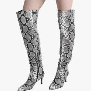 Chic Snakeskin Pattern Over-the-Knee Boots